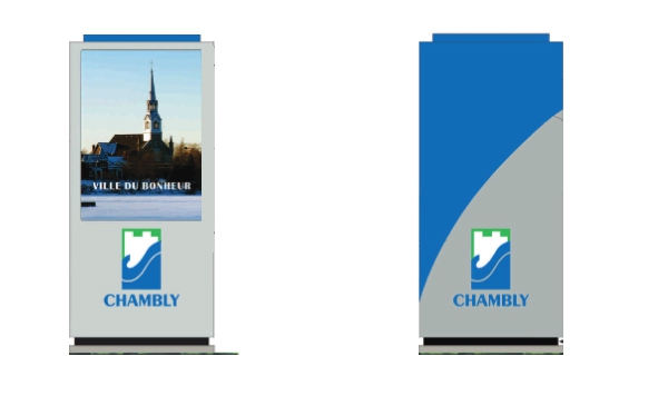Cinq stèles à écran dans Chambly pour embellir et informer