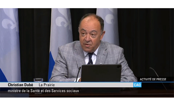 Le ministre de la santé, Christian Dubé (Photo: capture d&#039;écran de la conférence de presse)