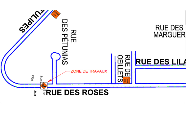 Info-Travaux : fermeture d’un tronçon de la rue des Roses à Carignan